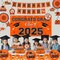 Orange Themed 2025 Graduation Decorations Set - Congrats Grad Banner, Class of 2025 Backdrop, Balloons & Streamers Kit - Complete Party Supplies for High School & College Celebrations